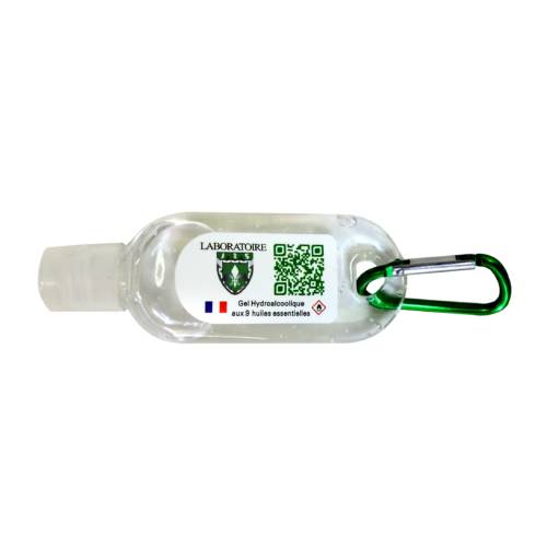 Gel Hydroalcoolique aux H.E (personnalisable sur devis, minimum 200pièces) gel hydroalcoolique porte clef 30ml laboratoire jrs 1